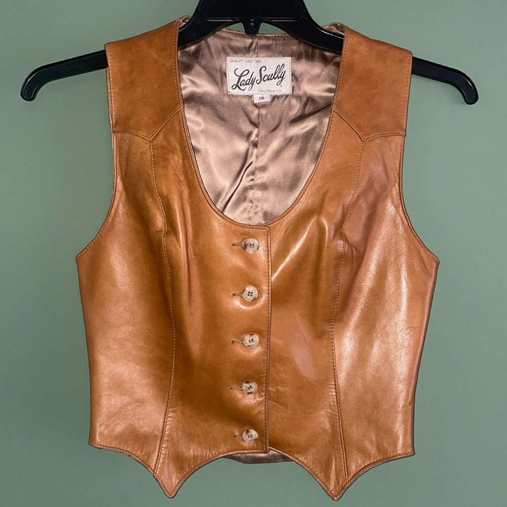 Vintage Lady Scully tan Leather vest